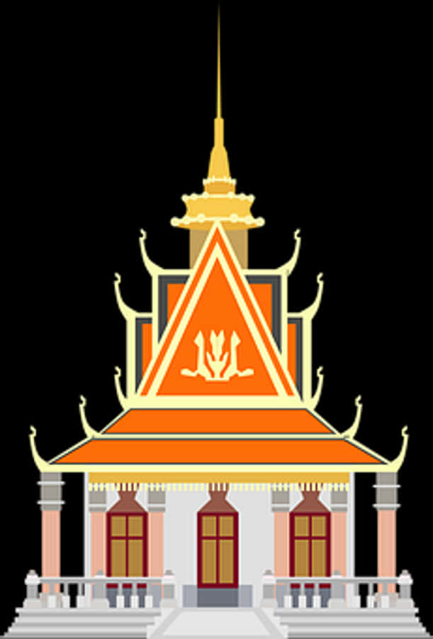 Traditional Asian Temple Illustration