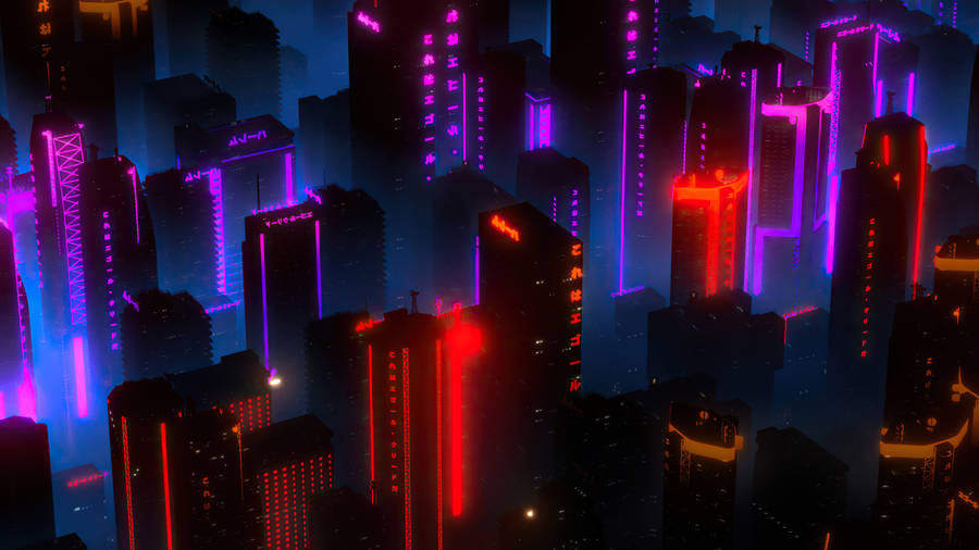 Edifici viola al neon