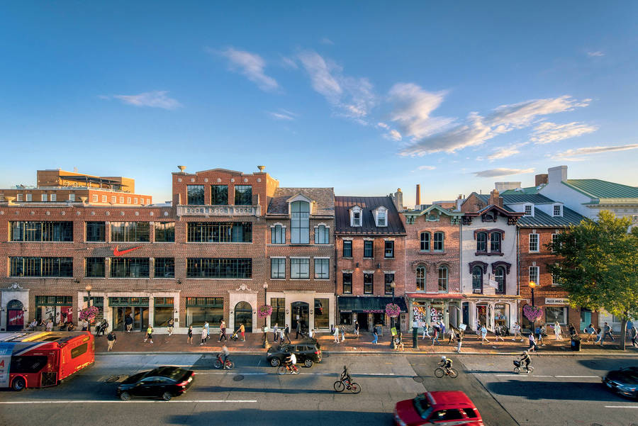 Edificicoloniali di Georgetown e Nike.