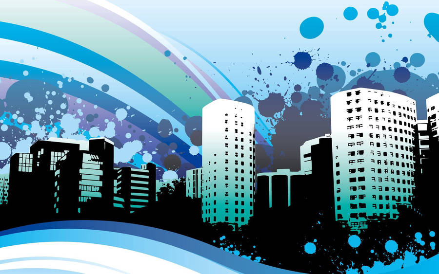 Preview wallpaper rainbow, building, paint