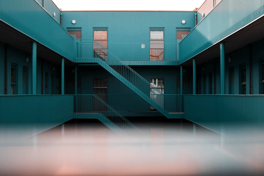 Edificiode color cian