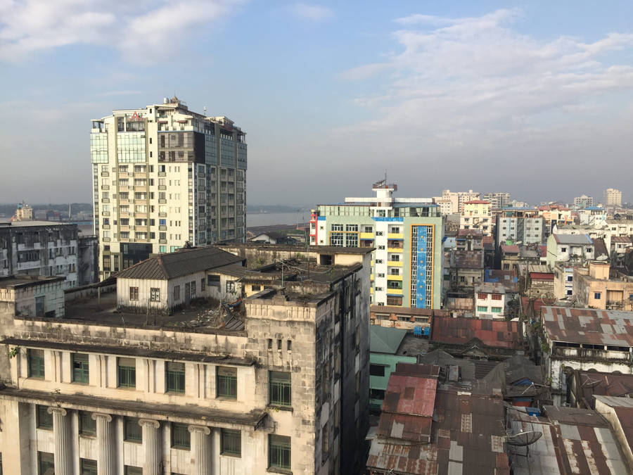 Edifíciosda cidade de Yangon.