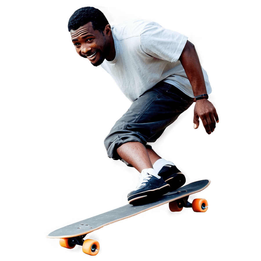 Black Man Skateboarding PNG 16