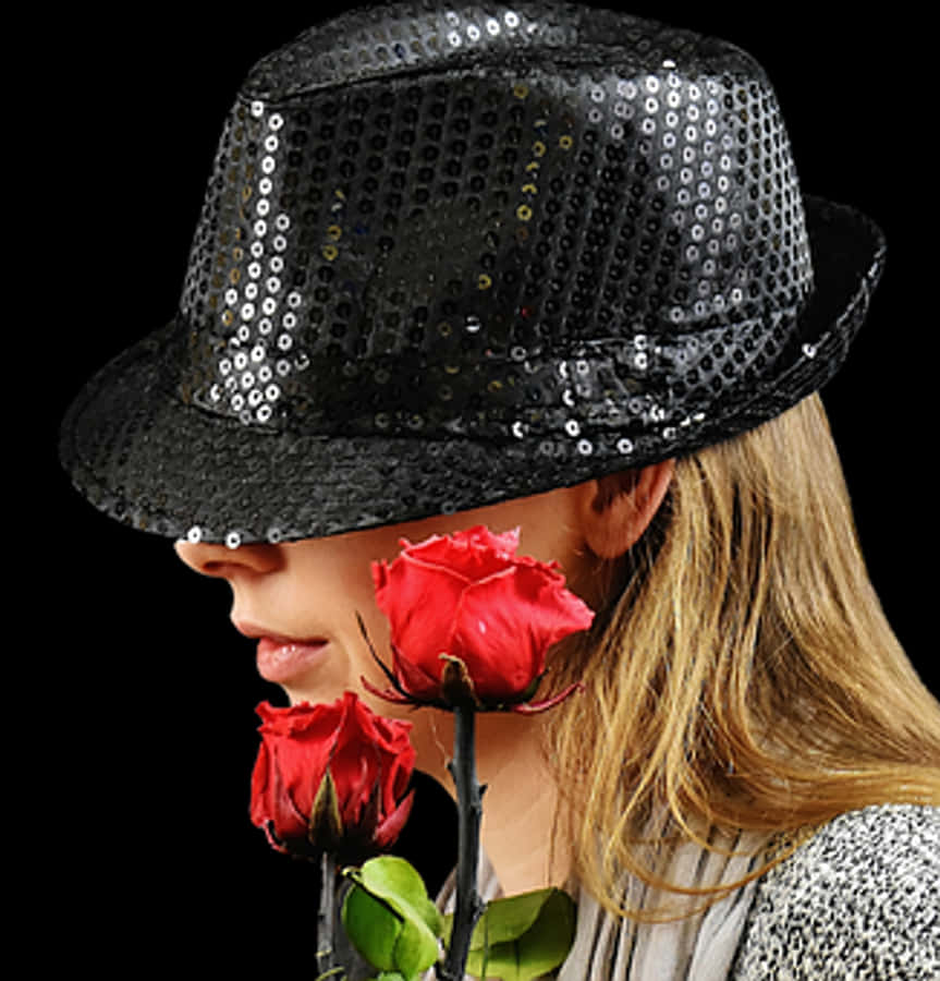 Mysterious Womanwith Hatand Roses