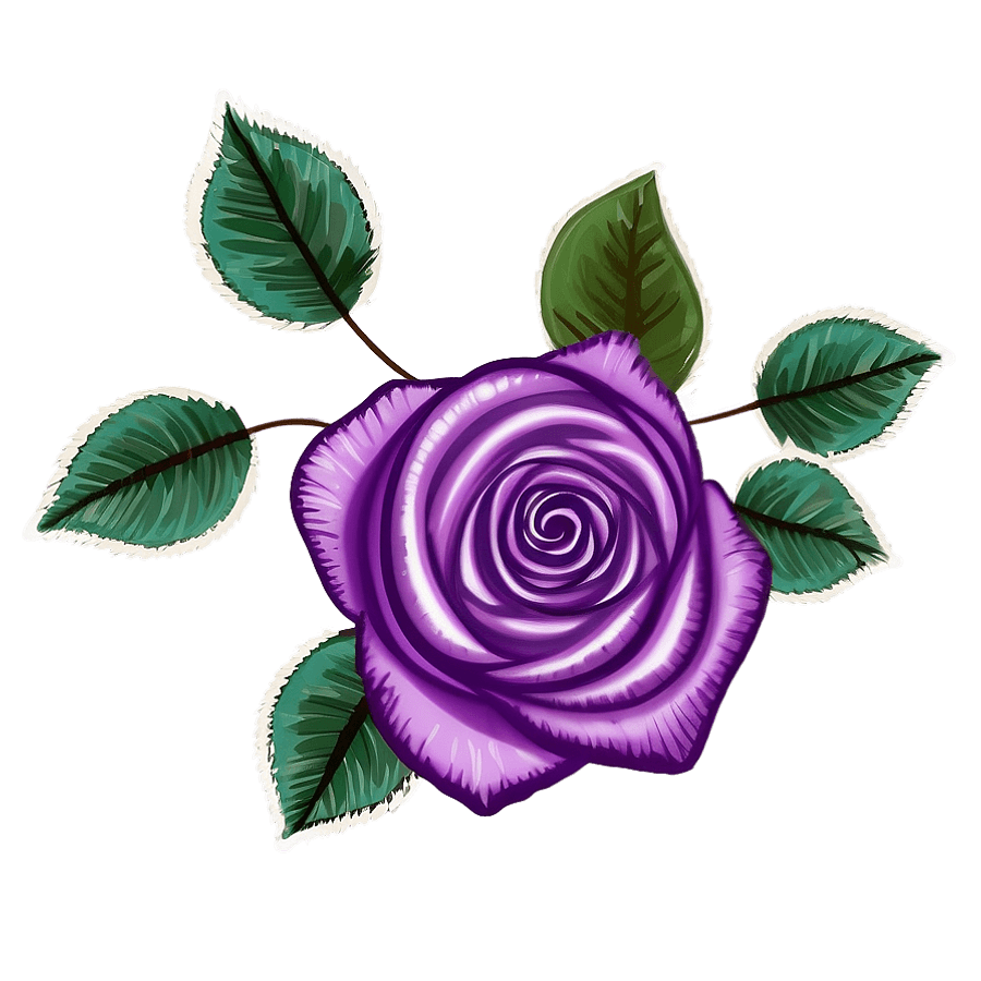 Hand Drawn Purple Rose PNG 06242024