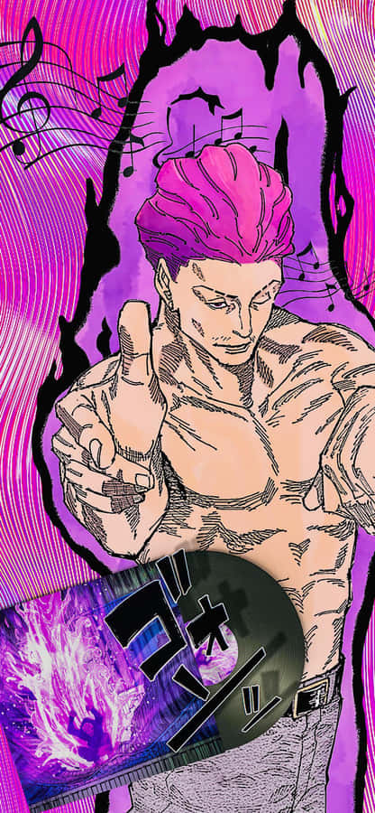 Personagem de Anime com Cabelo Roxo Dando Joinha