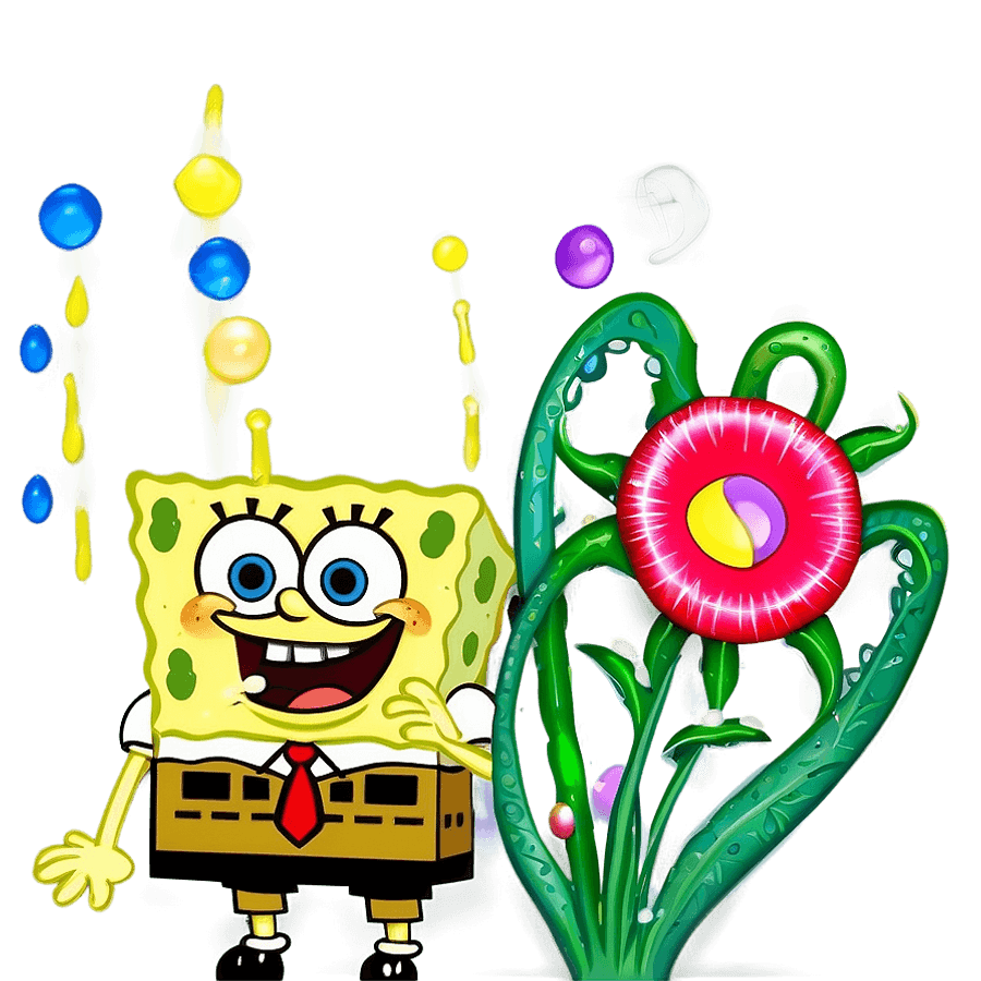Spongebob Ocean Flowers PNG okt