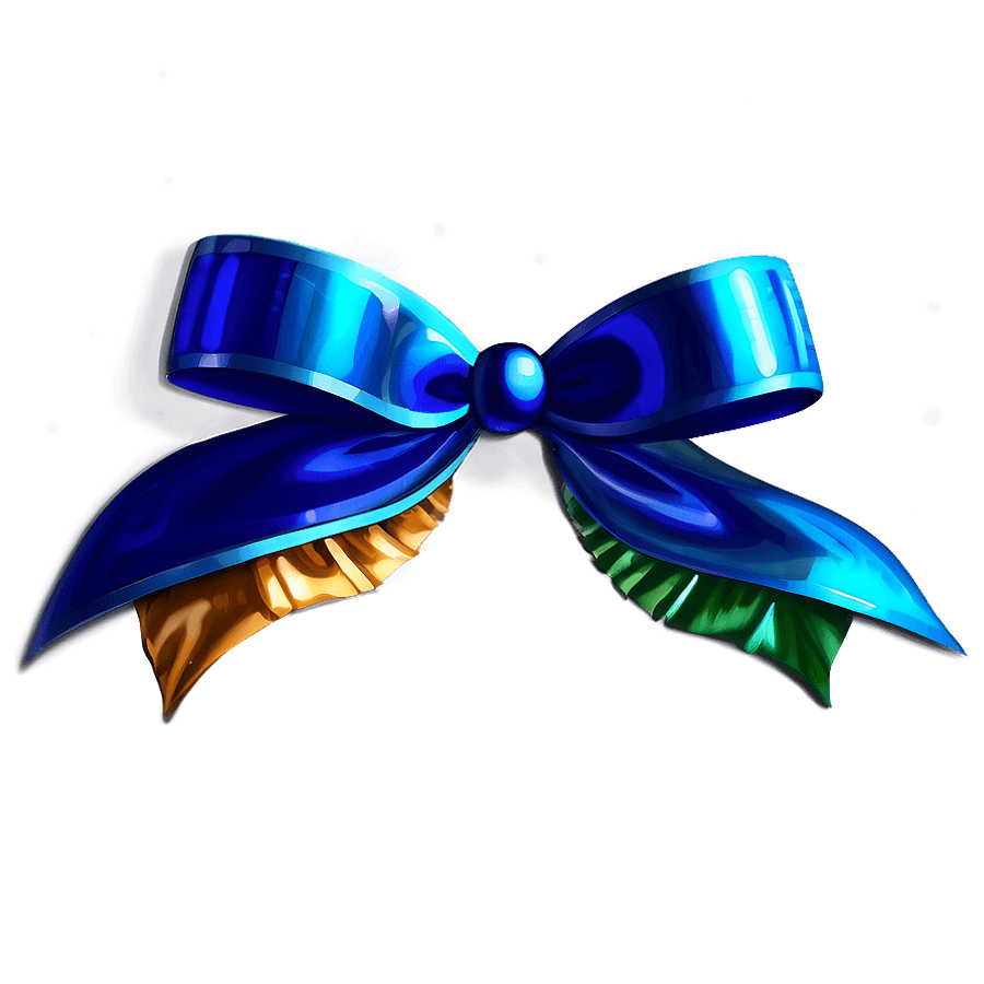 Shiny Blue Christmas Bow PNG 05252024