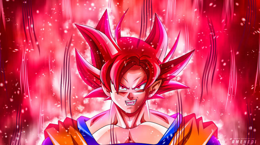 3D Anime Son Goku I Rød 8K