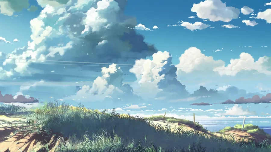 Chill anime cloudy sky wallpaper