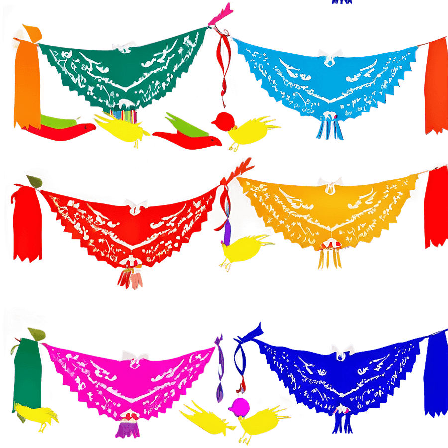 Papel Picado with Birds PNG 49