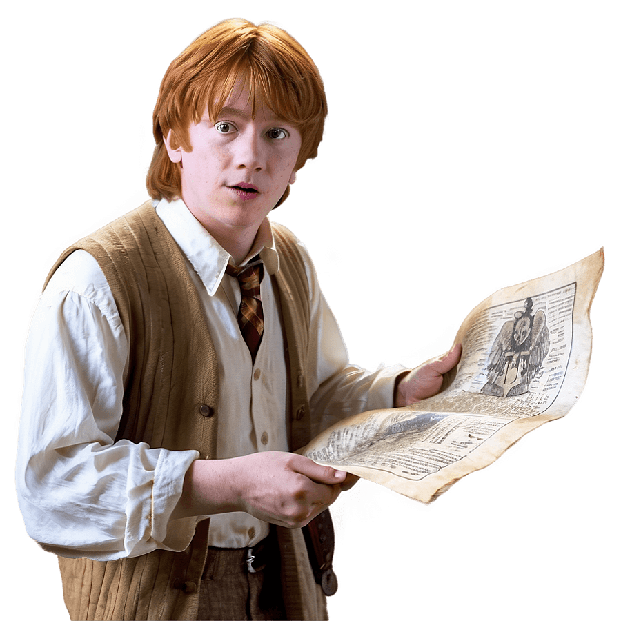Ron Weasley with the Marauder's Map PNG 06232024