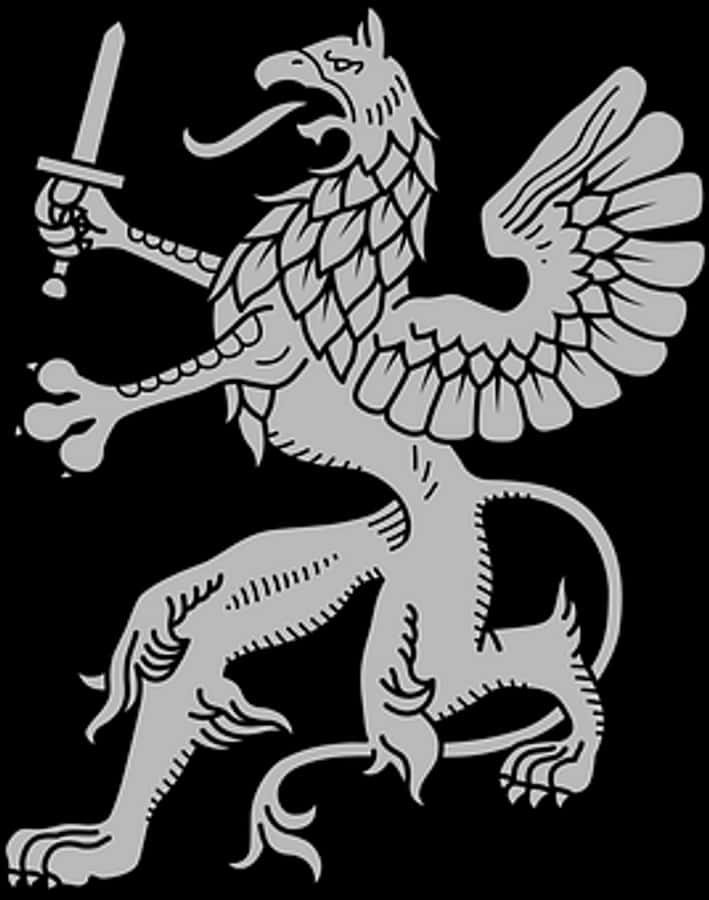 Heraldic_ Griffin_with_ Sword_ Vector