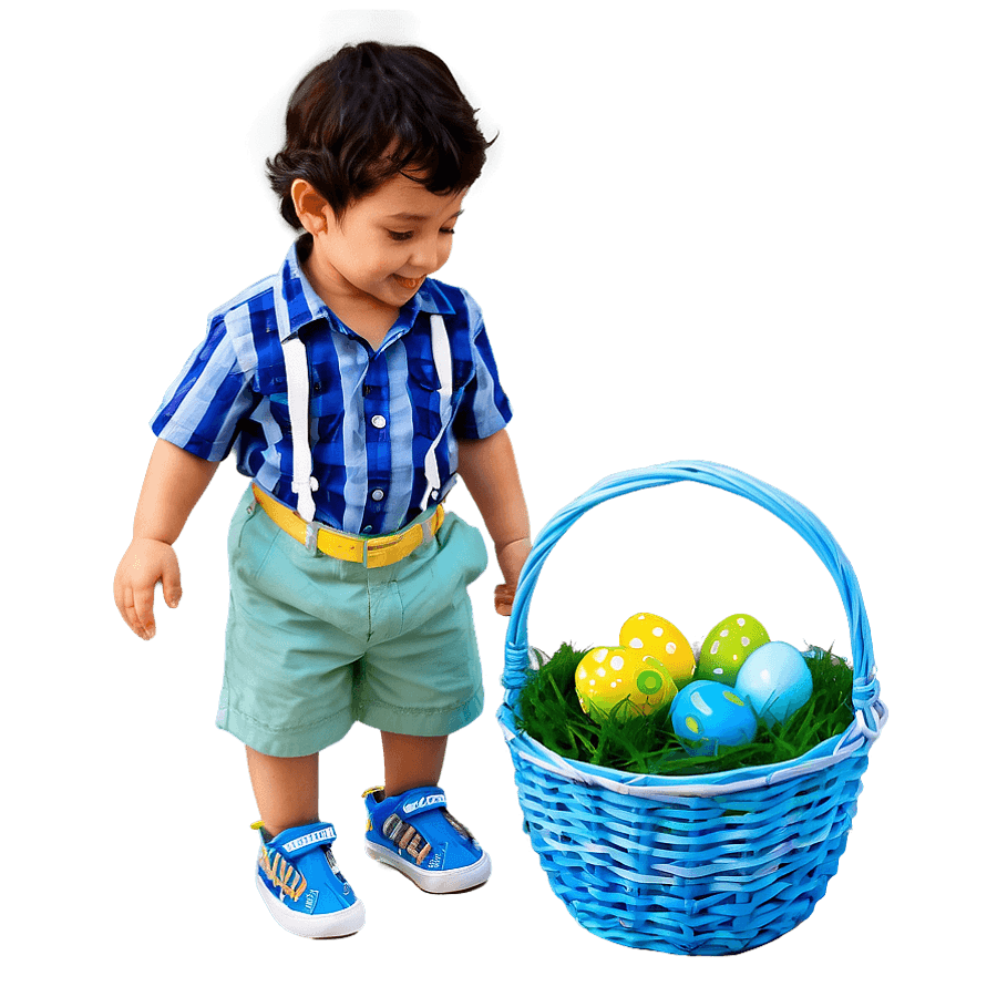 Little Boy with Easter Basket PNG 73