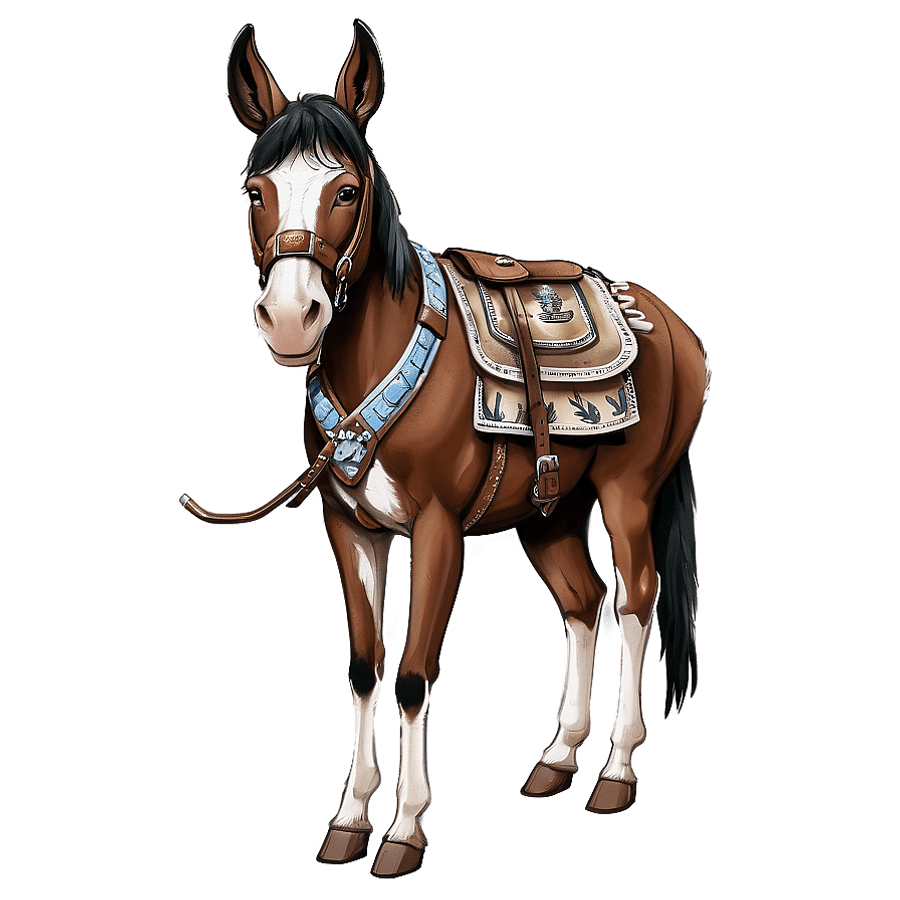Mule in Western Gear PNG erk14