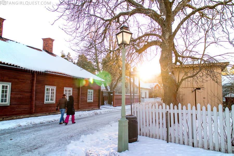 Winter Sonnenuntergang in Linköping Schweden
