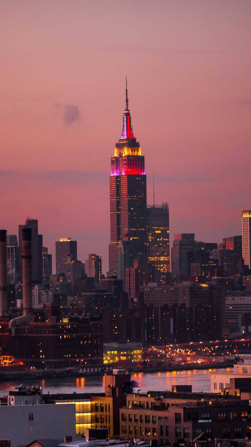 Download Empire State Building In Pink Wallpaper | Wallpapers.com