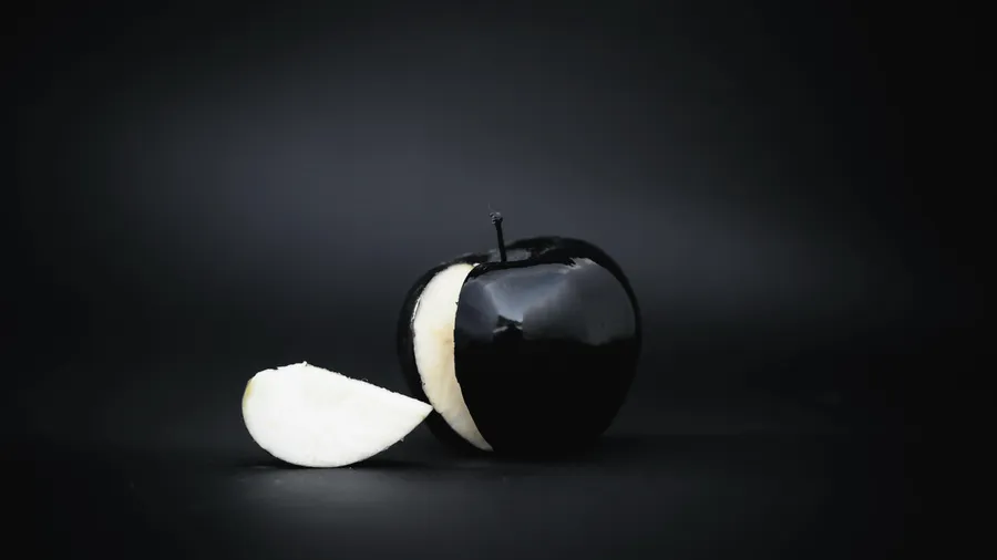 Black Apple Slice Dark Background