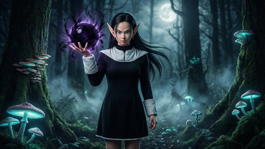 Towa in a mystical dark forest.