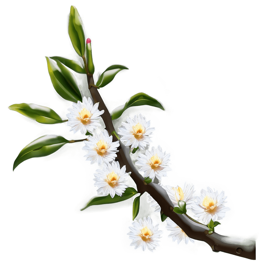 Spring Flowers on Branch PNG kcu