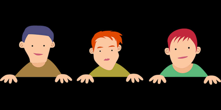 Three Cartoon Boys Peeking