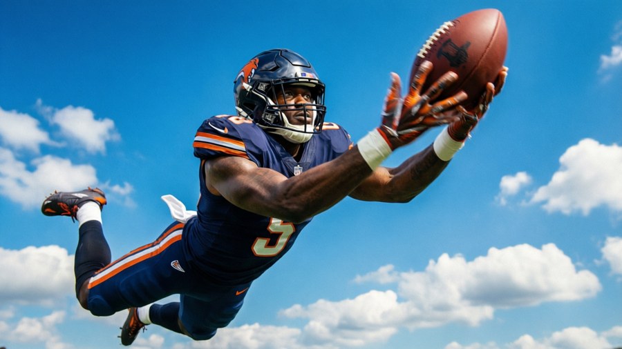 Deshaun Watson jumping to catch a football