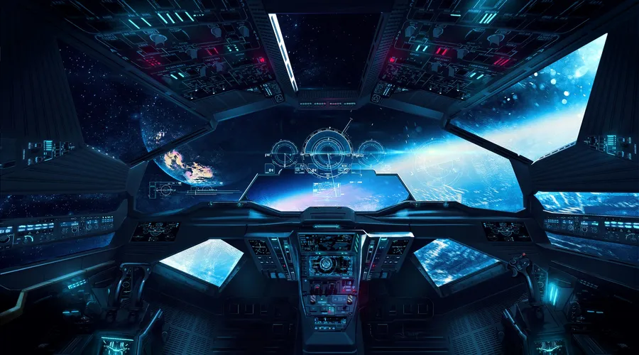 Futuristic Spaceship Cockpit View
