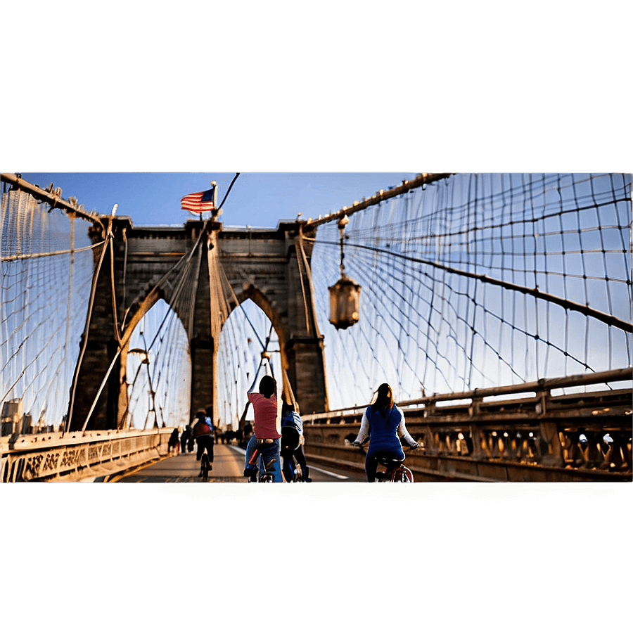 Brooklyn Bridge with City Bikers PNG oti