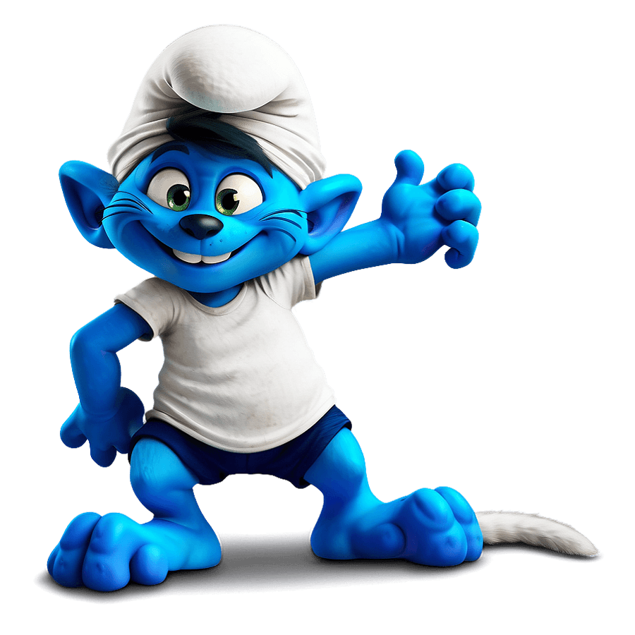 Animated Blue Smurf Cat Graphic PNG 64