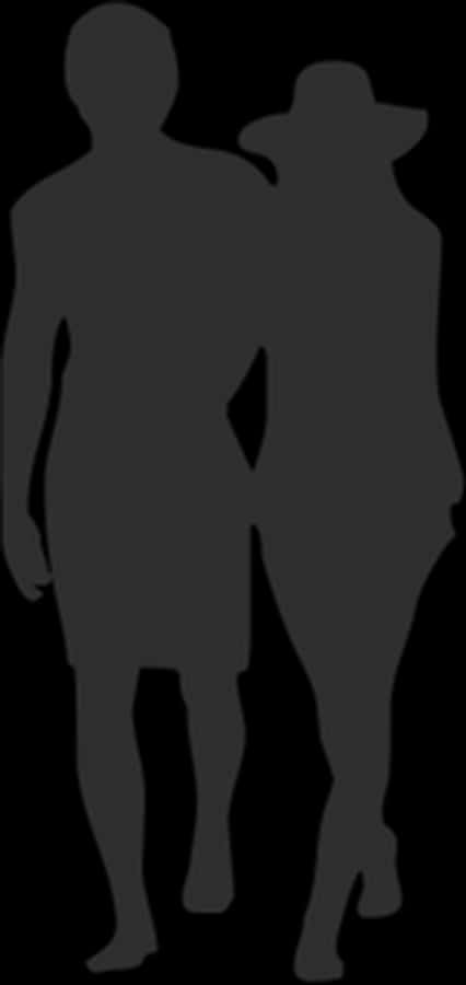 Silhouetted Couple Standing Together