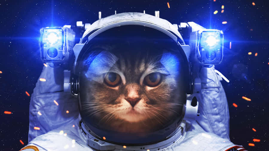 Sjov Kat i Astronaut Hjelm Billede Tapet