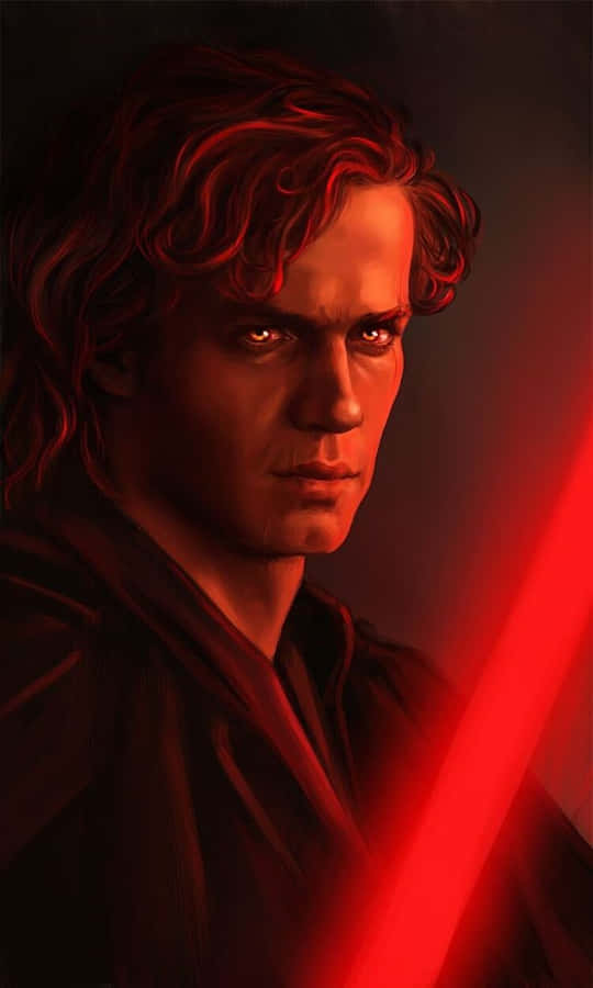 Arte de Anakin Skywalker com Sabre de Luz Vermelho