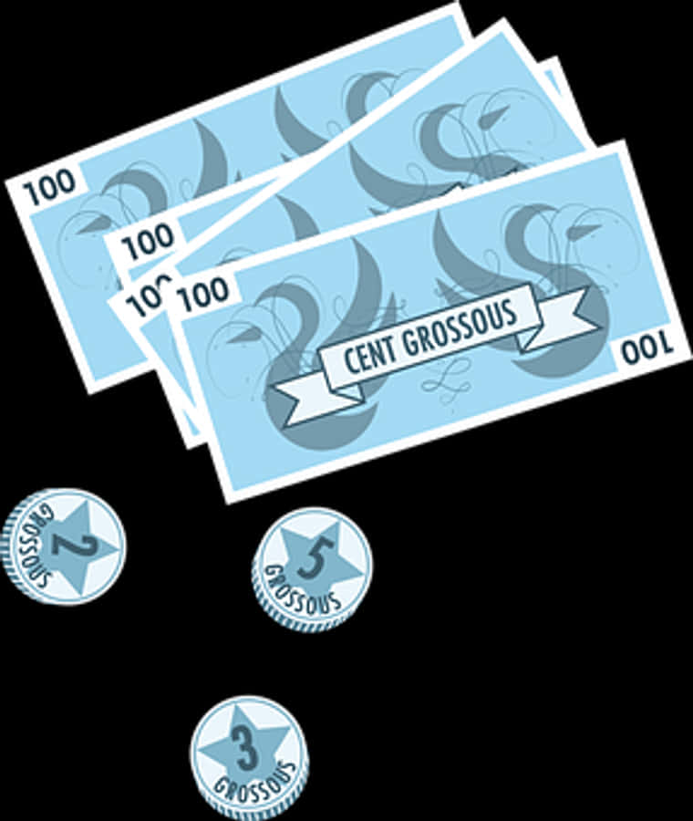 Cartoon Currency Billsand Coins