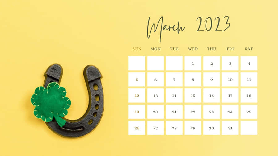Umcalendário de ferradura com a palavra Dia de São Patrício