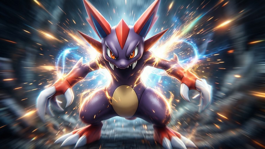 Porygon Z evolving in a burst of light particles from Porygon2.