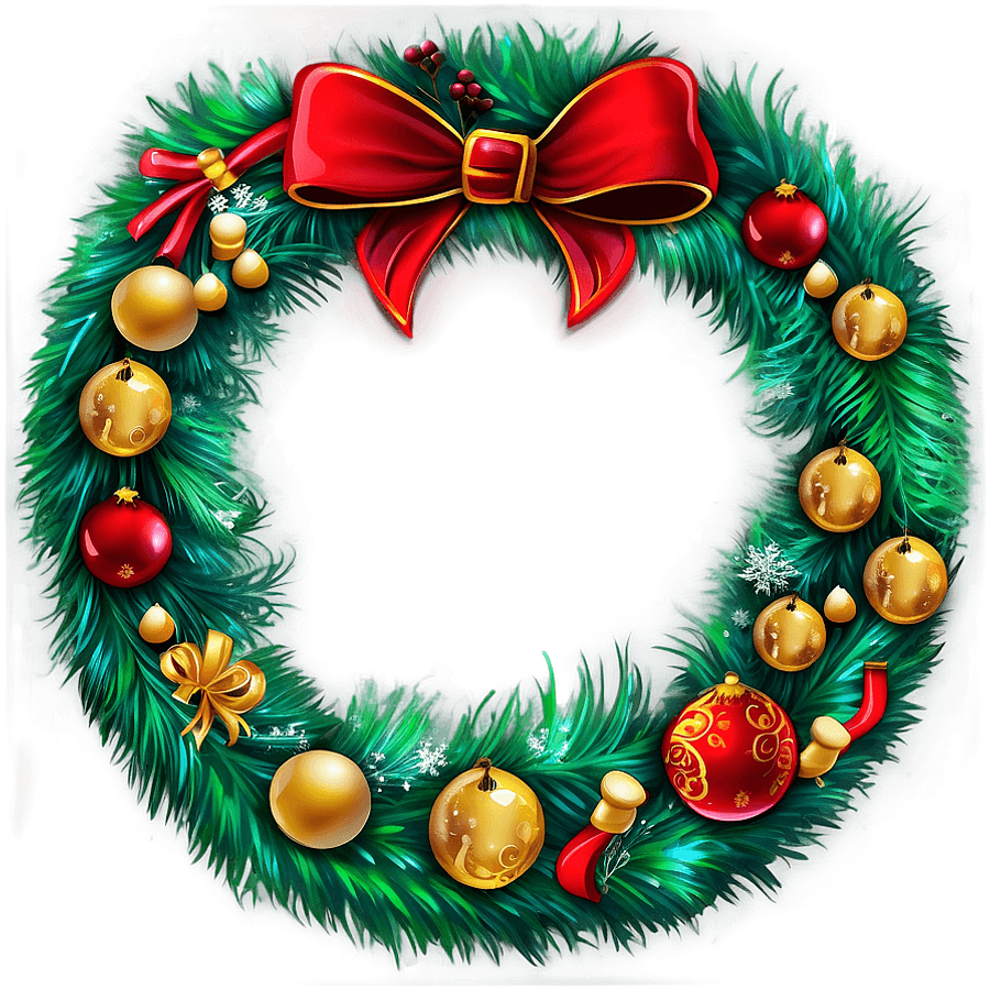Elegant Feliz Navidad Wreath PNG 93