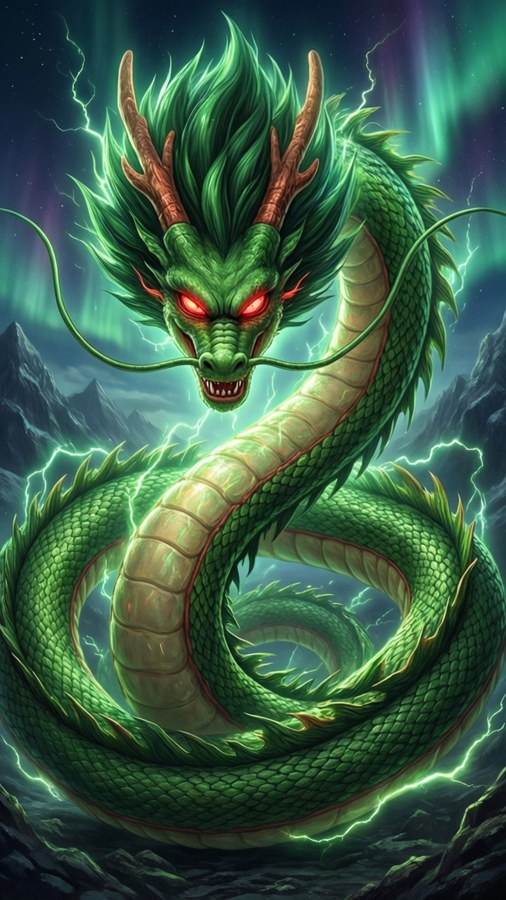 Shenron erscheint in einer atemberaubenden Darstellung göttlicher Macht.