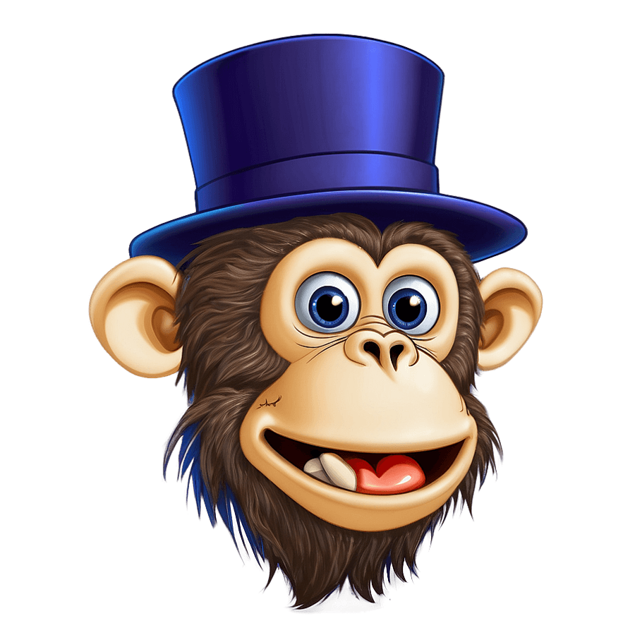 Cartoon Monkey in Hat PNG ple