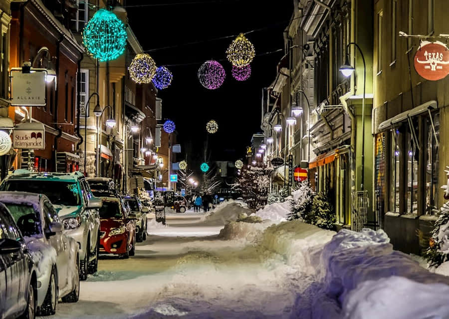 Östersund Schweden Winter Nacht