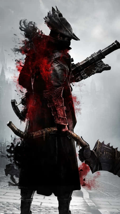 Caçador de Bloodborne na Névoa Vermelha