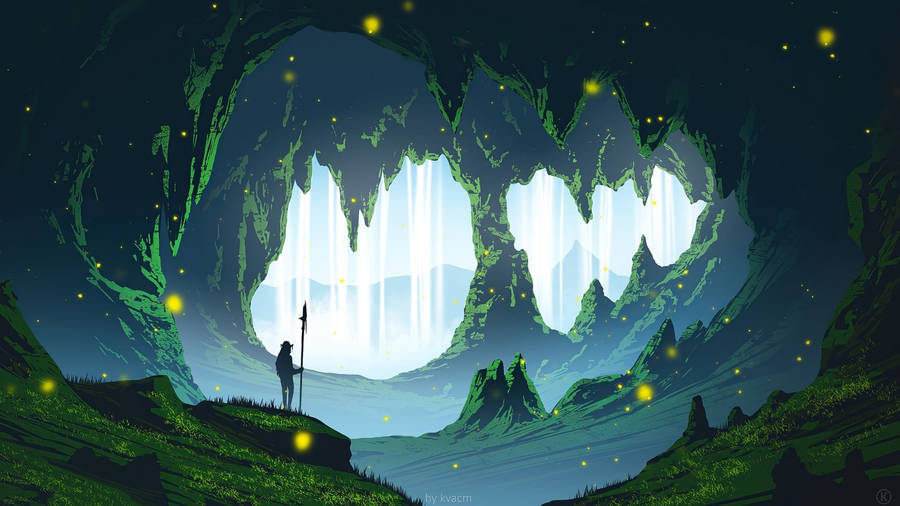 "FirefliesIn Cave" would be "Eldflugor i grottan" in Swedish. Detta skulle kunna vara en fin och lugn tapet för din dator eller mobiltelefon. Eldflugorna ger dig en känsla av att vara på en avslappnad utflykt i naturen.