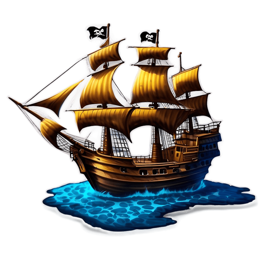 Realistic Pirate Ship Art PNG 05212024