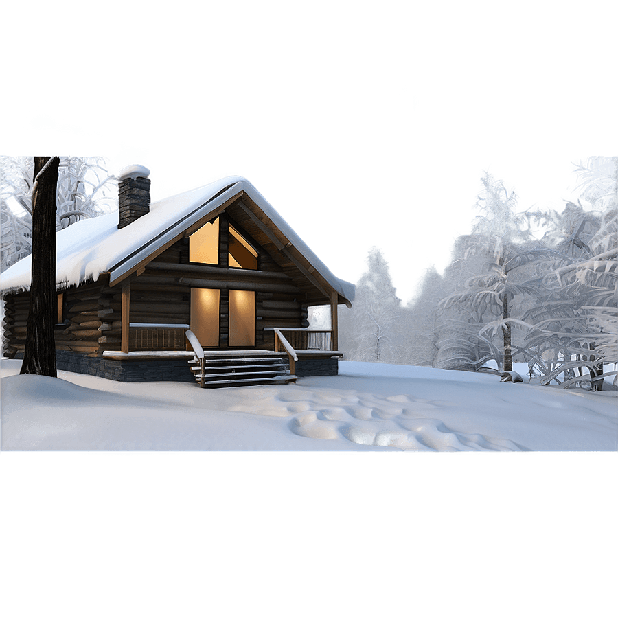 Winter Cabin Scene PNG 06292024