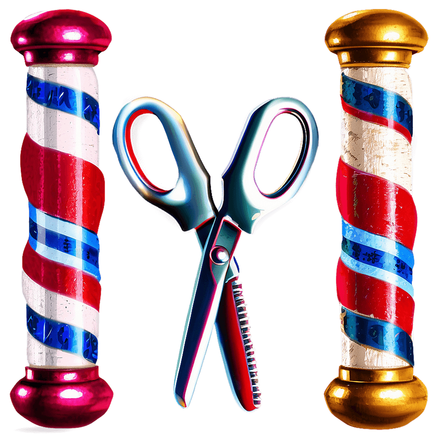 Barber Pole with Scissors PNG uls