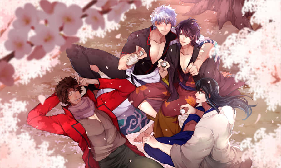 Gintama Charaktere genießen Sakura-Blüten