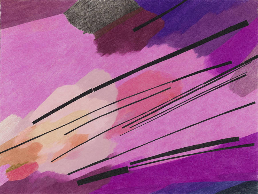 EinGemälde mit Linien und einem violetten Hintergrund