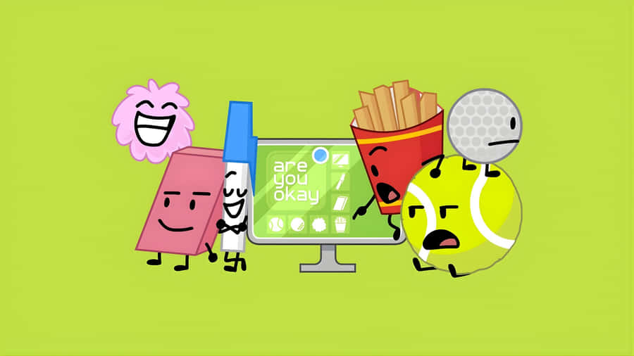 Bfdi Charaktere um den Bildschirm
