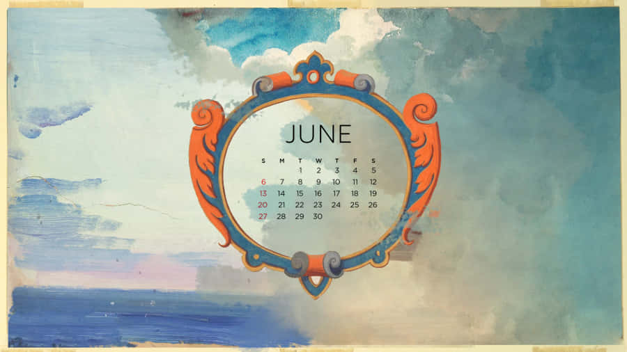 Vintage Juni Kalender Kunstwerk