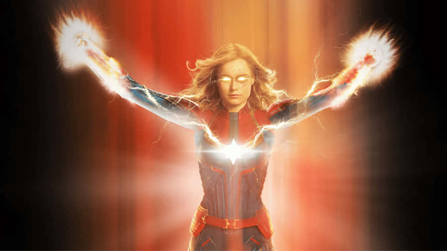 1366x768Captain Marvel Hintergrund mit geöffnetem Arm