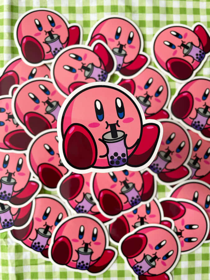 Coleção de Adesivos Kirby com Chá de Bolhas